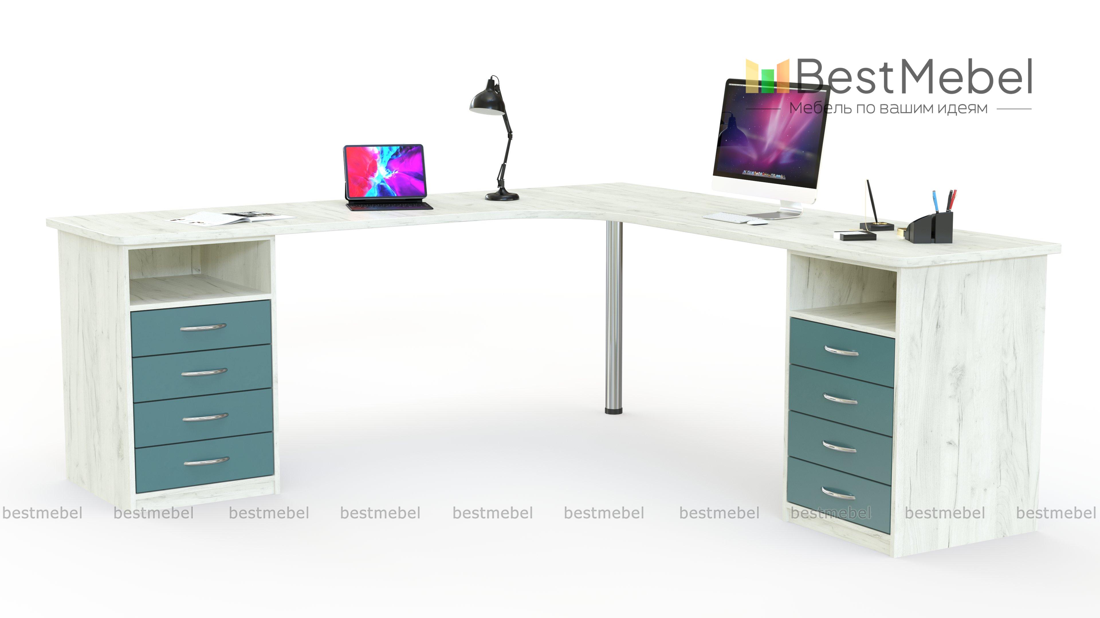Угловой письменный стол для двоих Нико 80 - 23900 руб с бесплатной  доставкой в Вологде, выбирайте размер и цвет
