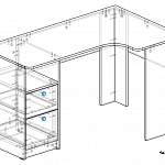 Чертеж Компьютерный угловой стол Ланч-2 BMS